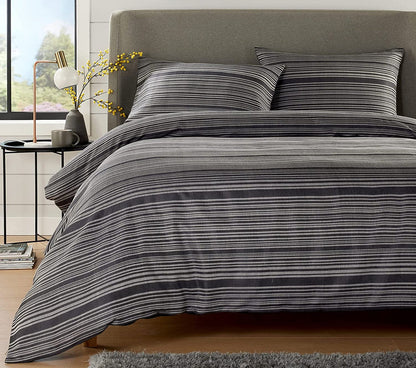 Stripe Jacquard Reversible Cotton Blend Duvet Cover Set