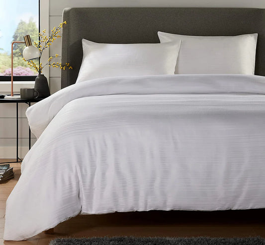 Stripe Jacquard Reversible Cotton Blend Duvet Cover Set