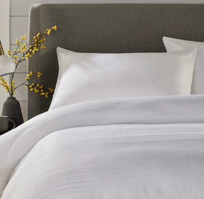 Stripe Jacquard Reversible Cotton Blend Duvet Cover Set