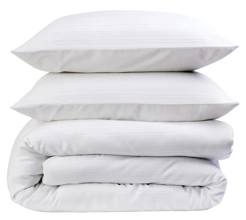 Stripe Jacquard Reversible Cotton Blend Duvet Cover Set