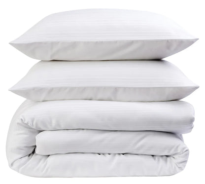 Stripe Jacquard Reversible Cotton Blend Duvet Cover Set