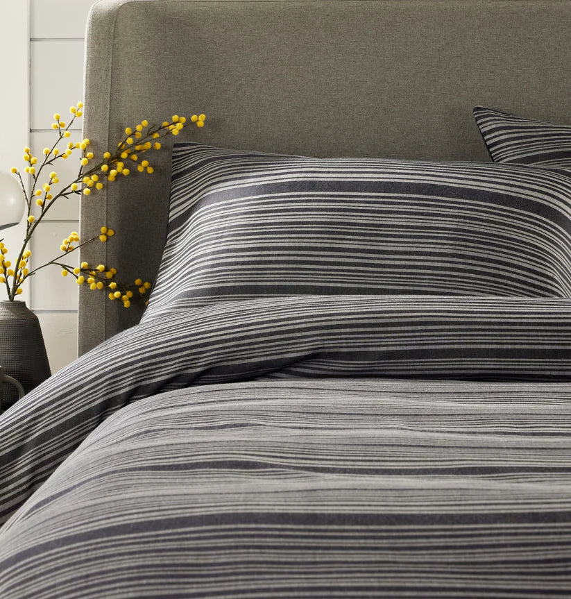 Stripe Jacquard Reversible Cotton Blend Duvet Cover Set