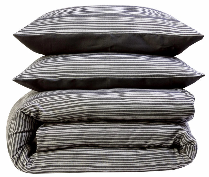 Stripe Jacquard Reversible Cotton Blend Duvet Cover Set
