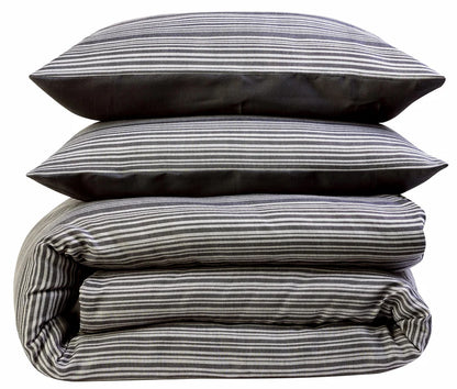 Stripe Jacquard Reversible Cotton Blend Duvet Cover Set