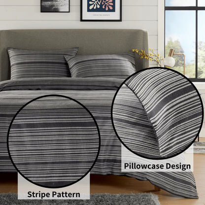 Stripe Jacquard Reversible Cotton Blend Duvet Cover Set