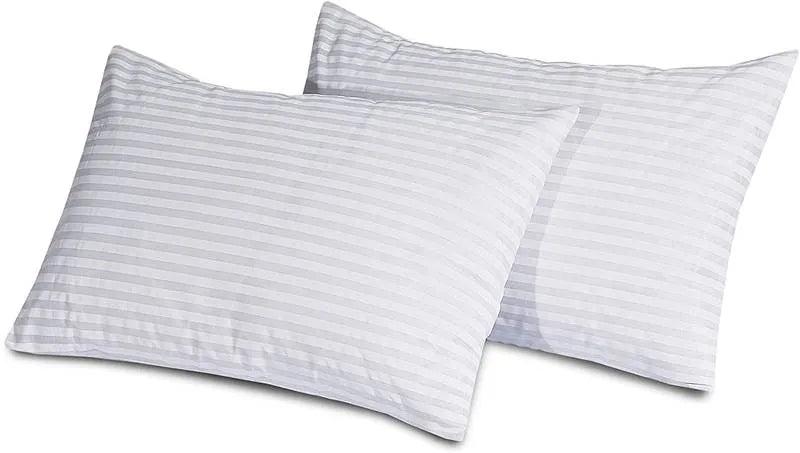 Jumbo Stripe Pillows Hollow Fiber Filled Hotel Quality Bounce Back Pillows