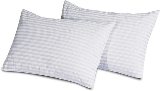 Jumbo Stripe Pillows Hollow Fiber Filled Hotel Quality Bounce Back Pillows