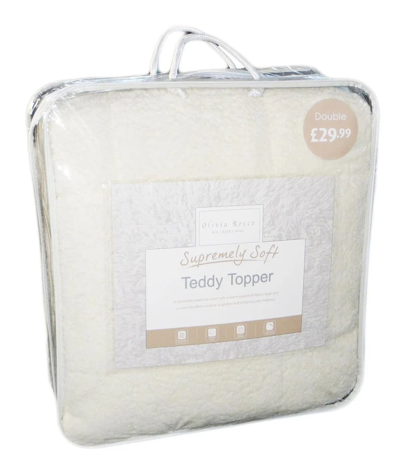 Supreme Comfort Extra Deep Dual-Sided Fluffy Teddy Mattress Topper for Warmth
