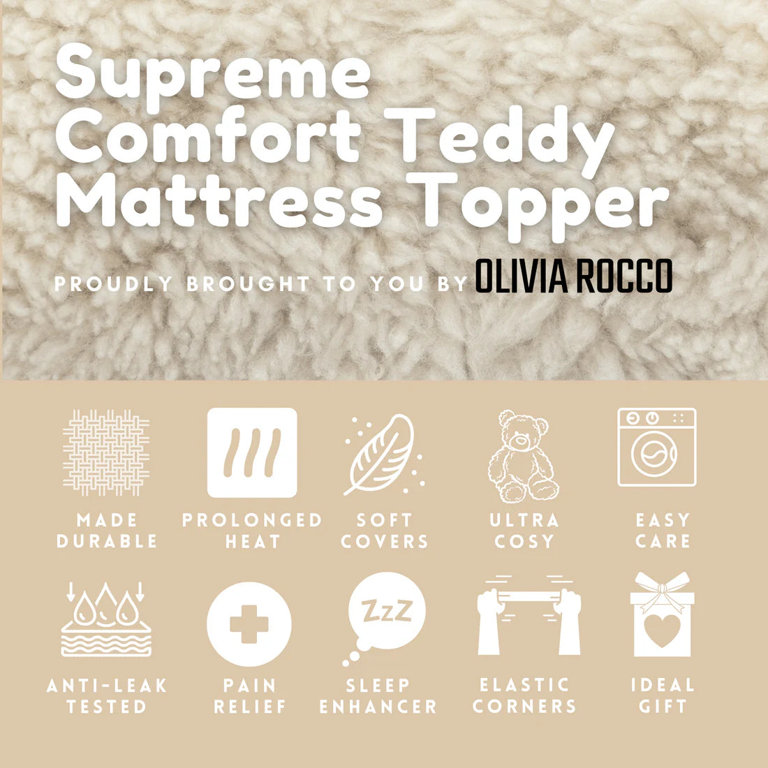 Supreme Comfort Extra Deep Dual-Sided Fluffy Teddy Mattress Topper for Warmth
