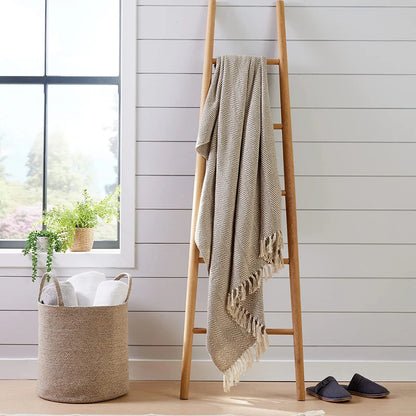 Tangier Super Soft Recycled Cotton Throw Blanket with Decorative Tassels Lightweight Cosy for Sofa Bed Chair Stylish Eco-Friendly