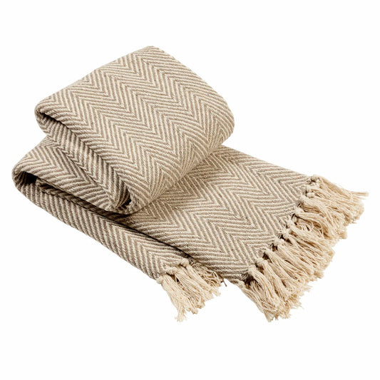 Tangier Super Soft Recycled Cotton Throw Blanket with Decorative Tassels Lightweight Cosy for Sofa Bed Chair Stylish Eco-Friendly