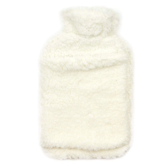 Teddy Fleece Hot Water Bottle with Hand Warmer Pocket Luxurious 2L Natural Rubber for Winter Comfort and Pain Relief