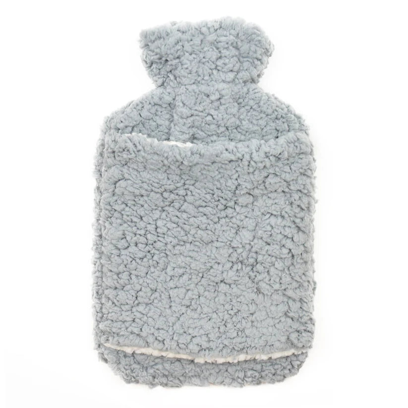 Teddy Fleece Hot Water Bottle with Hand Warmer Pocket Luxurious 2L Natural Rubber for Winter Comfort and Pain Relief