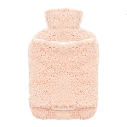 Teddy Fleece Hot Water Bottle with Hand Warmer Pocket Luxurious 2L Natural Rubber for Winter Comfort and Pain Relief