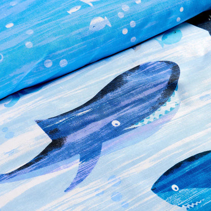 Underwater Sharks and Whales Kids Duvet Cover Set