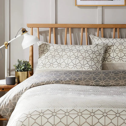 Versailles Natural Floral Reversible Quilted Duvet Cover Set