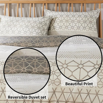 Versailles Natural Floral Reversible Quilted Duvet Cover Set