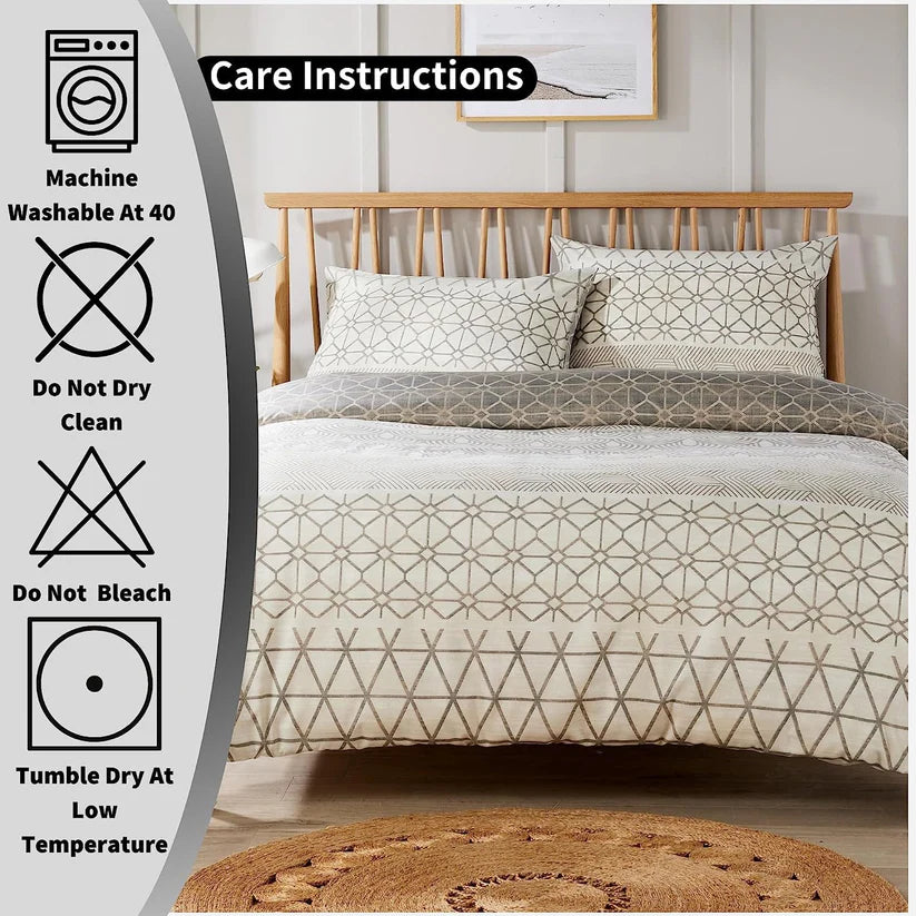 Versailles Natural Floral Reversible Quilted Duvet Cover Set