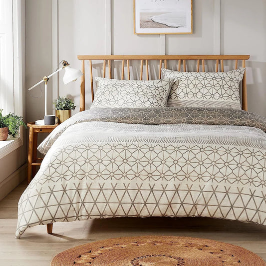 Versailles Natural Floral Reversible Quilted Duvet Cover Set