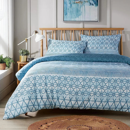 Versailles Teal Elegant Printed Duvet Cover Set Reversible Quilted Bedding