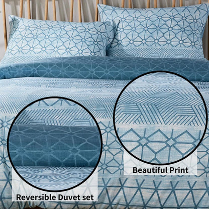 Versailles Teal Elegant Printed Duvet Cover Set Reversible Quilted Bedding