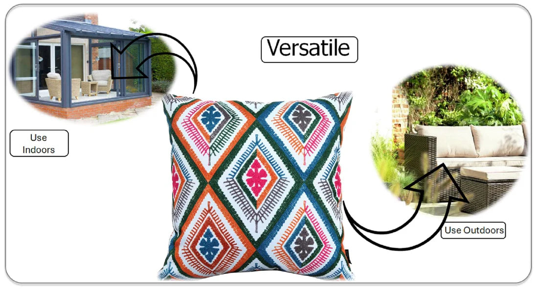 Vibrant Meze Outdoor Waterproof Garden Bench Patio and Indoor Cushions
