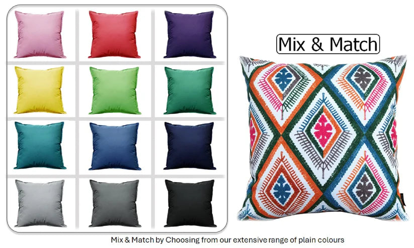Vibrant Meze Outdoor Waterproof Garden Bench Patio and Indoor Cushions
