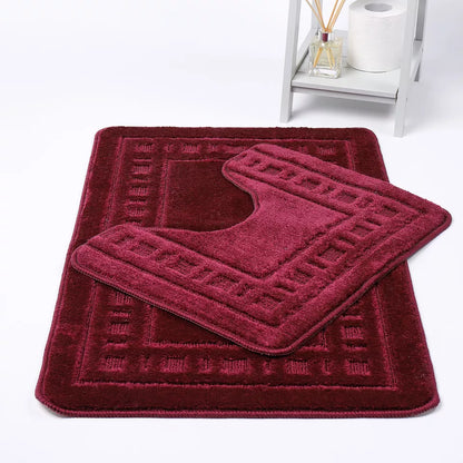 Diem 2 Piece Bath Mat & Pedestal Set Non Slip 8 Colours