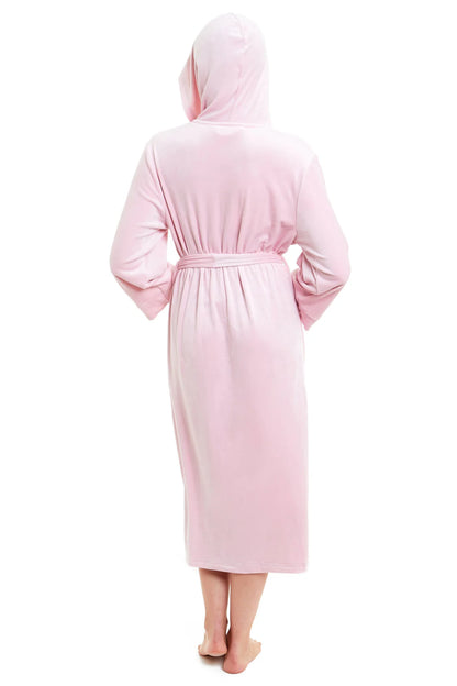 Women's Luxurious Velour Hooded Bathrobe