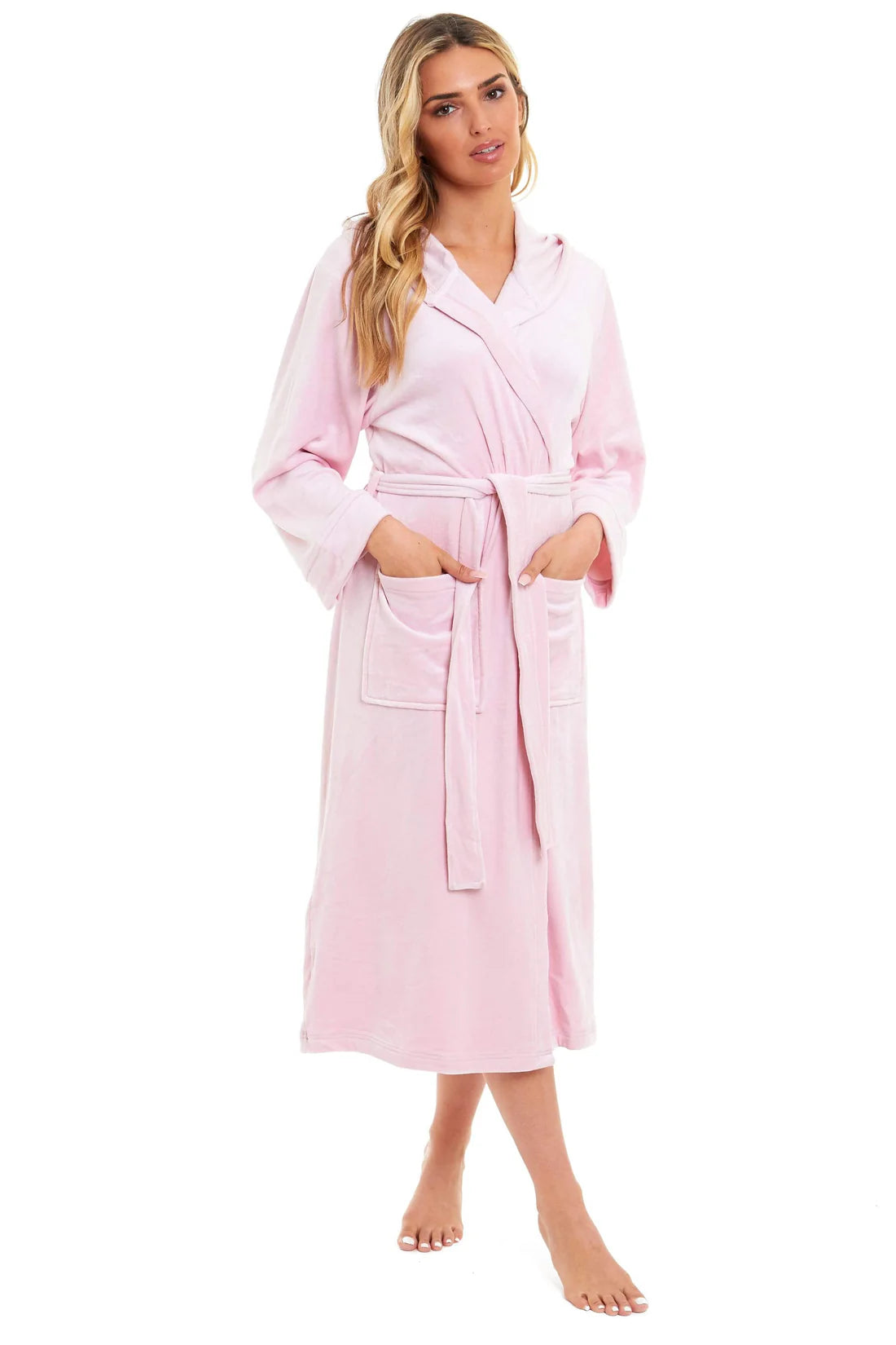 Women's Luxurious Velour Hooded Bathrobe