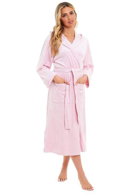 Women's Luxurious Velour Hooded Bathrobe