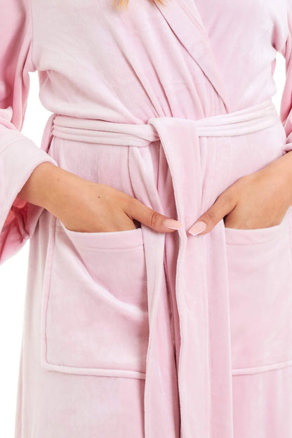 Women's Luxurious Velour Hooded Bathrobe